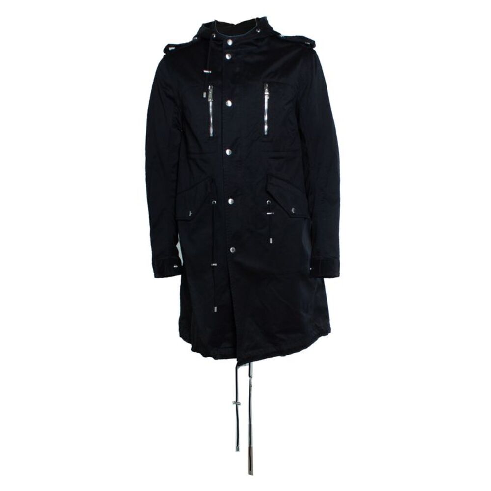 Balmain, Black cotton hooded parka